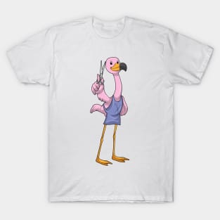 Flamingo as Hair stylist with Scissors T-Shirt